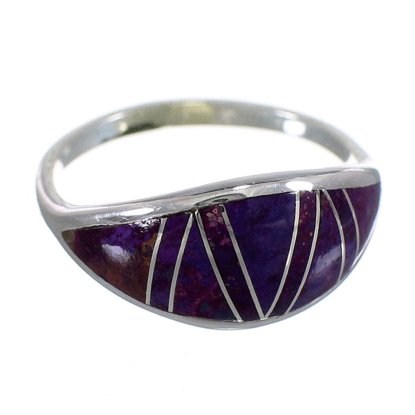 Silver Southwestern Magenta Turquoise Inlay Ring Size 7-1/4 AX88718